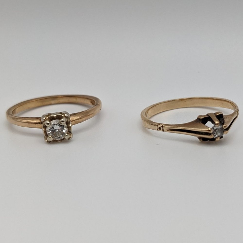 antique gold and crystal engagement rings